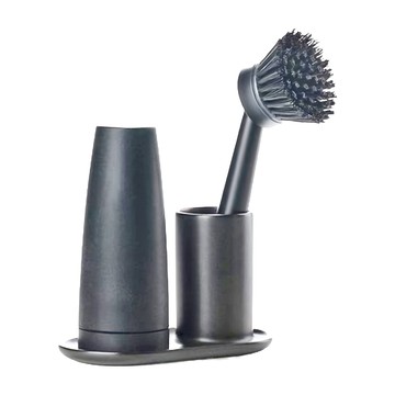 ZONE DENMARK 餐具清潔二件組 附陶瓷收納座  岩黑  1組