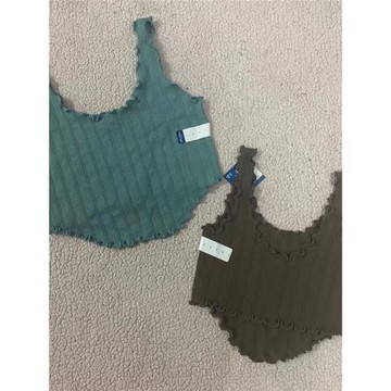 垂直感！荷葉花邊運動短袖上衣女健身瑜伽背心顯瘦吊帶背心螺紋