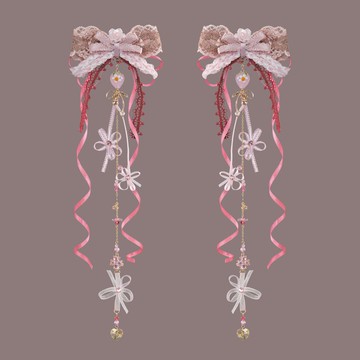 草莓奶糖迷你蝴蝶結兩用鴨嘴夾(配可拆式飾鏈)