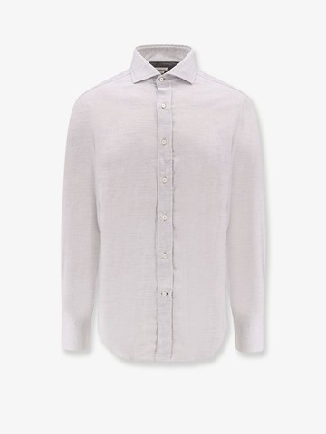 Slim fit cotton and lyocell shirt - BRUNELLO CUCINELLI - gender_Man