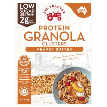 RED TRACTOR 紅色拖拉機 Protein Granola Clusters 花生醬 低糖燕麥片  450g  1盒