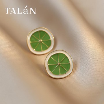 夏日青檸925純銀針耳釘年新款潮簡約滴油耳環森系女網紅耳飾