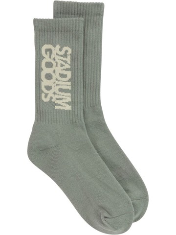 STADIUM GOODS® - ribbed logo "Dry Moss" socks - unisex - Cotton/Polyester/Spandex/Elastane - M - Green