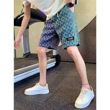 短褲夏季男士潮牌薄款冰絲五分褲男設計感休閑中褲痞帥寬松沙灘褲