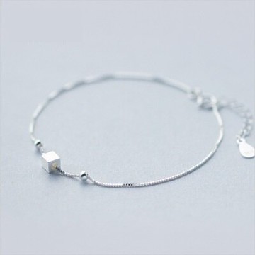 925純銀手鍊 手環-甜美氣質拉絲方塊情人節禮物女飾品73dp96【獨家進口】【米蘭精品】