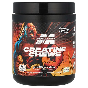 MuscleTech, 限量版，肌酸咀嚼片，Boogieman Punch，3 克，90 片咀嚼片（每片 1 克）