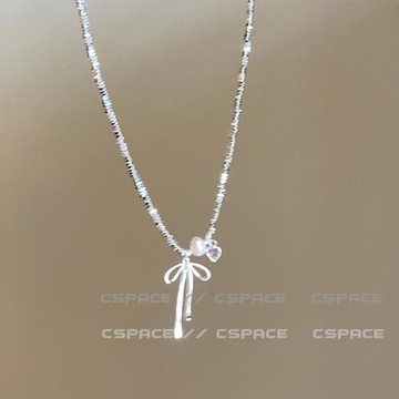 芭蕾蝴蝶結珍珠項鏈女高級感輕奢小眾鎖骨鏈新款氣質簡約頸鏈配飾