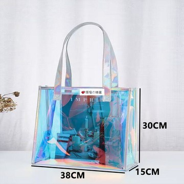 可開發票☆【臺灣精品】💕鐳射袋定製PVC手提袋果凍包彩色袋子新潮禮品袋