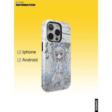 三殼殼原創新款卡通韓國涂層菲林2合1手機保護殼適用于蘋果15promax/plus/14/13/12/IMD全包防摔亮面