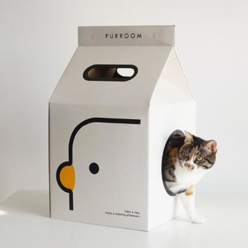 超萌小雞盒 寵物貓咪封閉抓板貓窩瓦楞紙箱用品耐磨爪牛奶屋一體