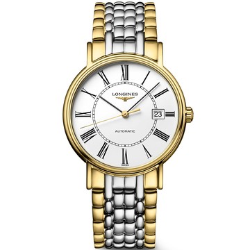LONGINES Presence 經典羅馬機械腕錶(L49212117)-半金