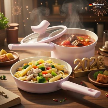 【德國Buderus】快樂鳥美型陶瓷厚底不沾鍋三件組