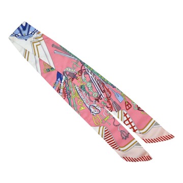 HERMES 愛馬仕 粉色 絲綢 Bouquets Sellier Twilly 絲巾 【二手名牌BRAND OFF】