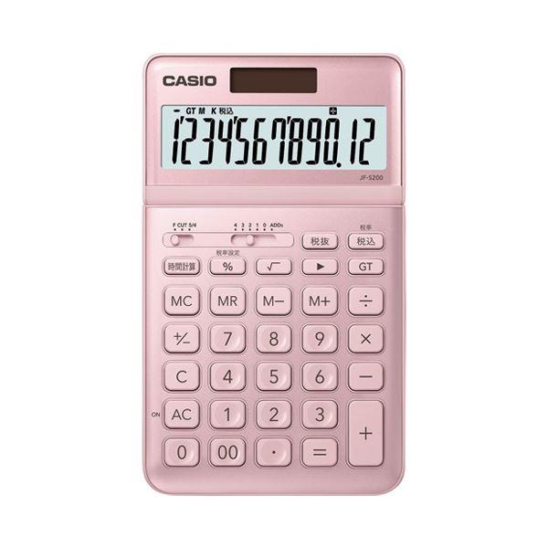 (まとめ)カシオ計算機 デザイン電卓 ピンク JF-S200-PK-N〔×5セット〕