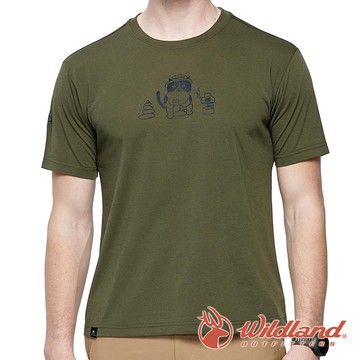 【wildland 荒野】Wildalnd X喵吉山 中性 機能圓領T恤『黑森林』M1662 戶外 休閒 運動 露營 登山 吸濕 排汗 快乾 舒適