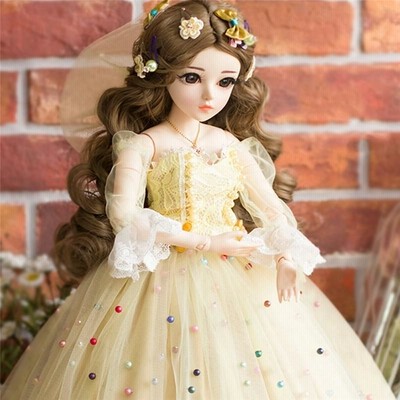 球体関節人形 BJD 女の子 人形 姫 SD イエロードレス 着せ替え