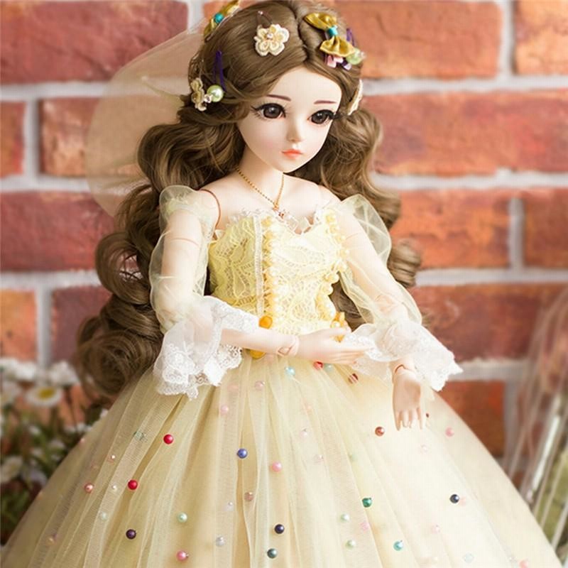 球体関節人形 BJD 女の子 人形 姫 SD イエロードレス 着せ替え