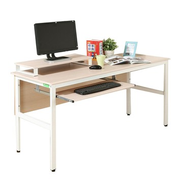 《DFhouse》頂楓150公分電腦辦公桌+一鍵盤+桌上架-楓木色