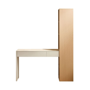 hoi! 林氏木業簡約雙色附高書櫃書桌 OV2V-原木+灰