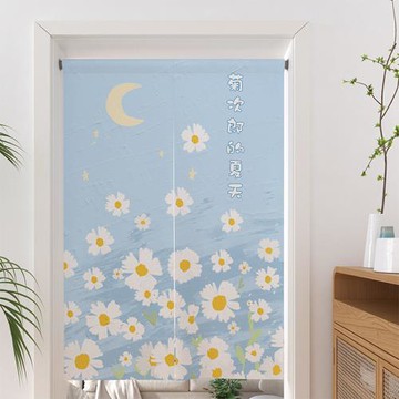 【傢飾美】清新油畫風日式棉麻門簾85x150cm(長門簾/免打孔穿桿門簾/日式門簾)