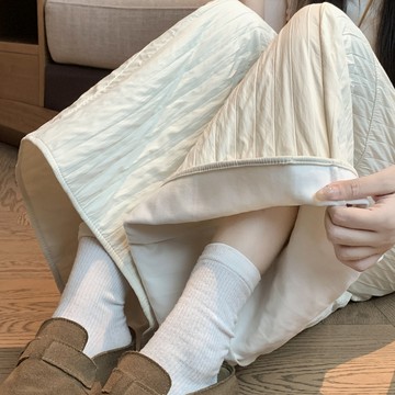 現貨️加厚加棉寬褲女秋冬季2025新款高腰顯瘦寬鬆直筒休閒九分褲裙子