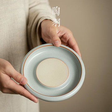 天青汝窯壺承復古壺托茶承壺承干泡臺壺托陶瓷功夫茶具小號茶盤