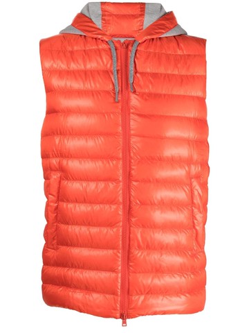 Herno - padded hooded gilet - men - Polyamide/Polyester/Polyamide/Goose Down/Cotton/Feather - 54 - Orange