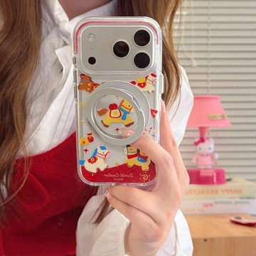 360度磁吸支點殼 福氣小馬 適用於 蘋果 iPhone 17 16 15 Pro Max 手機殼 防摔殼 保護殼
