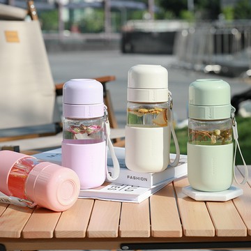 特惠🚀🚀✨耐高溫高顏值泡茶杯 女士花茶杯 茶水分離杯子 高硼硅insi風玻璃水杯