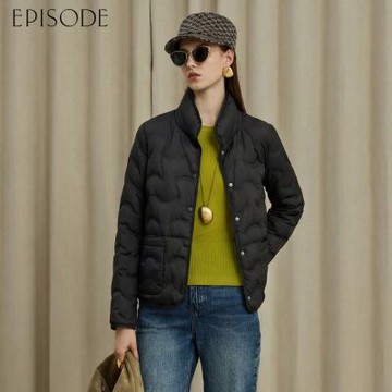 EPISODE - 雙面穿保暖立領短款羽絨外套E54C15（黑）