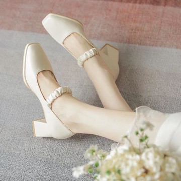 春秋粗跟方頭仙女風瑪麗珍鞋