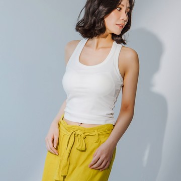 【Rabu Rabu】有感衣 彈力螺紋工背長版BRA TOP A205 (白)