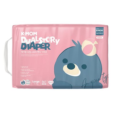 MOTHER-K K-MOM 頂級超薄瞬吸黏貼型尿布 10~14kg  L  56片