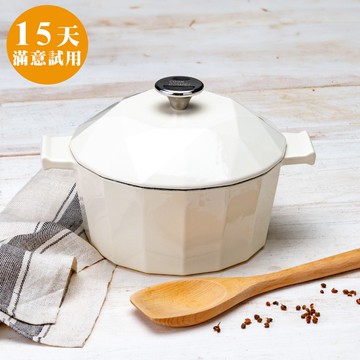 [鍋寶]璀璨鑽石琺瑯鑄鐵鍋22cm-牛奶白
