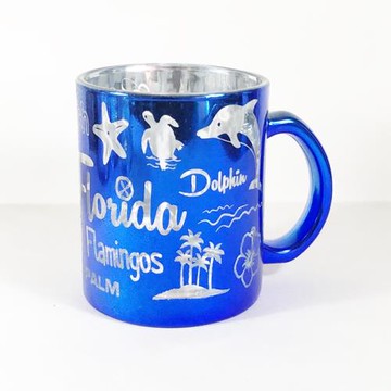 美國弗羅里達州陽光海灘海豚海龜火烈鳥旅游紀念款玻璃水杯周邊潮