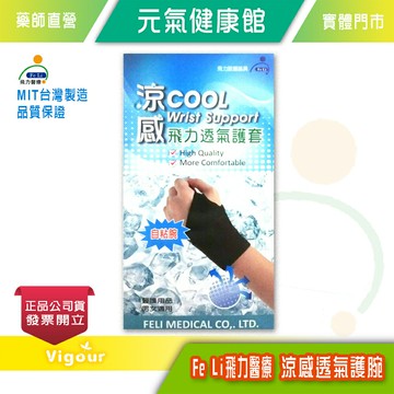 元氣健康館 Fe Li 飛力醫療 涼感透氣護腕 單入(手腕關節及手掌) Free Size