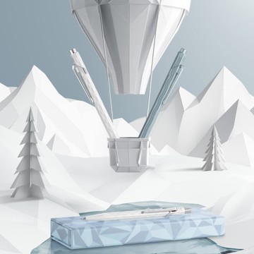 卡達CARAN D'ACHE 2025聖誕特別版 Alpine Frost阿爾卑斯霜雪 849™自動鉛筆(0.5mm)-霜白/冰川藍