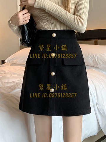 大碼女裝高腰黑色一步包臀短裙女秋冬季小個子顯瘦A字半身裙【繁星小鎮】