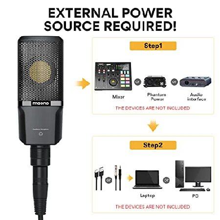 MAONO XLR Condenser Microphone with 34mm Large Diaphragm, Professional Cardioid Studio Mic for Podcasting, Recording, Streaming, Vocals, Voice Over, M