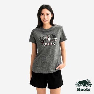 Roots女裝- COOPER PLAID 短袖上衣-灰色