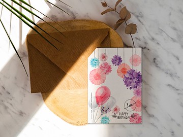 BIRTHDAY氣球生日卡【CM17128】洛可可草莓 WELKIN手創明信片聖誕