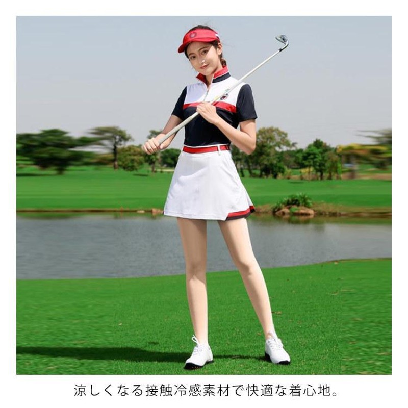 ゴルフウェア レディース インナーウェア 日焼け防止 冷感 シャツ 軽量 白