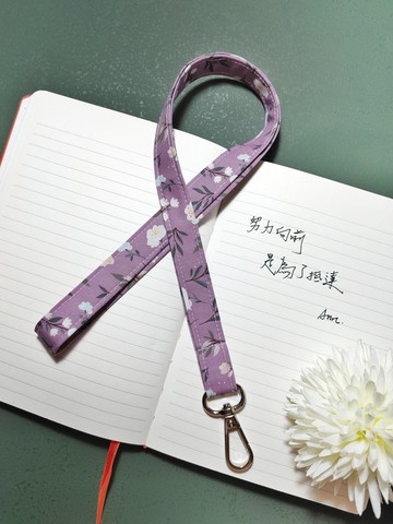 職場必備 寬版 純棉識別證頸掛繩/手機掛繩/證件带(紫苑花影)