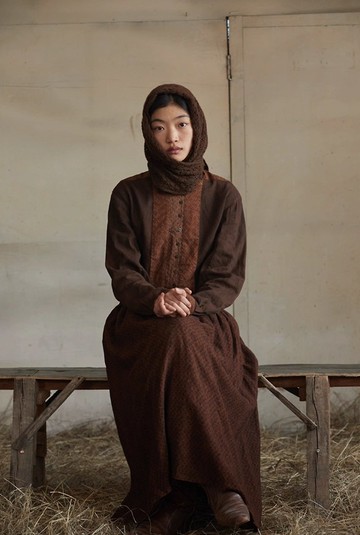 復古文青 絲棉拼接舒適襯衫