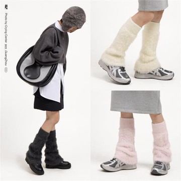 奶乎乎三色仿貂毛堆堆襪腿套