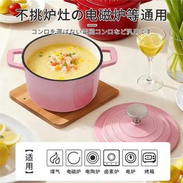 代發2025新款鑄鐵鍋家用煲湯多功能電磁爐耐高溫帶蓋一人份琺瑯鍋