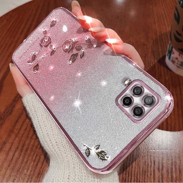 三星A42手機殼高端透明電鍍保護套適用GalaxyA42新款鑲鉆奢華網紅全包個性閃粉小眾防摔超薄A42女神創意軟殼