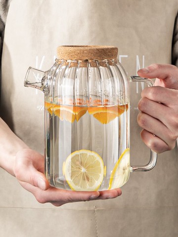 墨色耐高溫涼水壺家用大容量玻璃冷水壺涼水杯套裝耐熱裝水涼茶壺