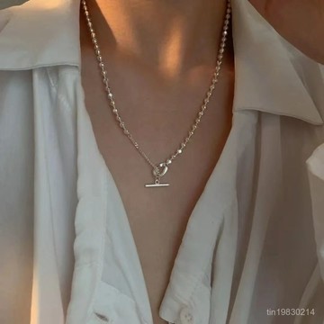 🔥限時下殺🔥s925純銀OT扣項鏈女ins風小衆鎖骨鏈高級圓珠吊墜生日情人節禮物