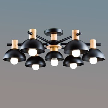 鋼材烤漆原木造型半吸頂燈 36-60222